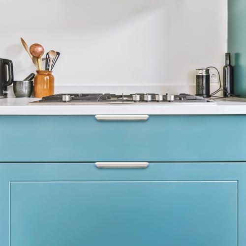Brushed Nickel Cabinet Handles Finger Edge Pulls 5 Inch CC 10 Pack - color: Silver, size: 128mm/5" Overall Length
