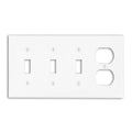 Leviton 4-Gang 3-Toggle 1-Duplex Device Combination Wallplate, Standard Size, P38-W, White - color: White