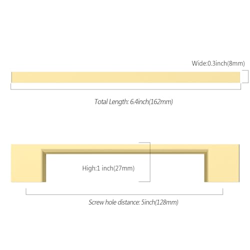 Asidrama 10 Pack 5 Inch(128mm) Brushed Gold Kitchen Cabinet Handles, Cabinet Pulls Kitchen Cabinet Hardware for Cupboard Drawer Pulls - color: Brushed Gold, size: 5" Hole Center(128mm), style: 10 Pack