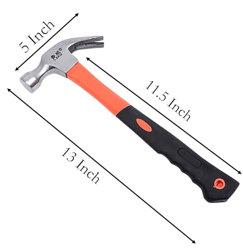 Forged Steel Claw Hammer, 1 Pcs 21 Oz Tack Stubby Hammer with Leather Handle for Pulling Out and Driving Nails (M) - size: M