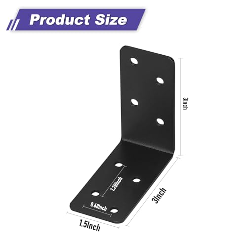 20Pcs Corner Braces,3x3x1.5 Black L Brackets,Right Angle Bracket - size: 3X3X1.5''