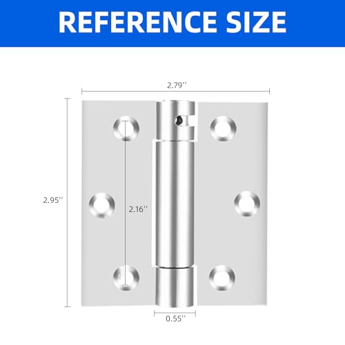 Self Closing Door Hinge, 3 inches,Auto Closing Spring Hinge with Adjustable Tension, Thickened 304 Stainless Steel Heavy Duty Door Hinges 3 inches,with Mounting Screwdriver Hardware,2 Pack - color: Silver