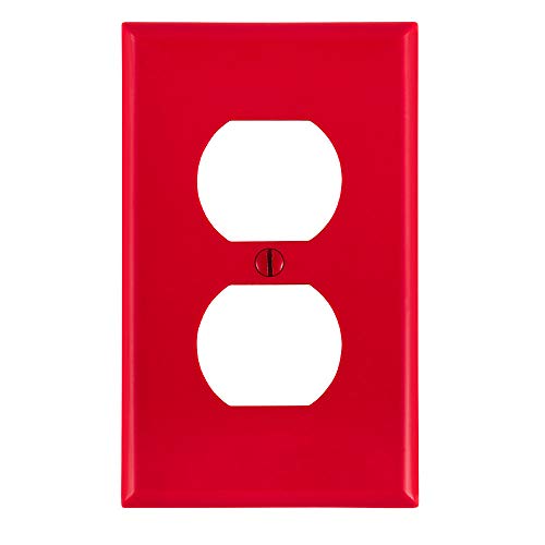 Leviton 1-Gang Duplex Device Receptacle Wallplate, Standard Size, Thermoplastic Nylon, Device Mount, 1 Pack, 80703-R, Red