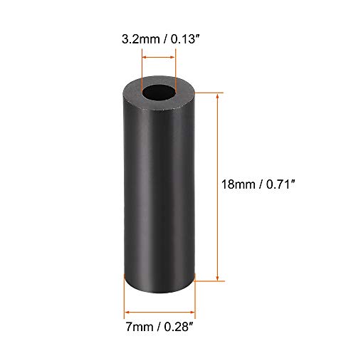 uxcell Nylon Round Spacer Washer 3.2mm ID 7mm OD 18mm Height for M3 Screws Black 100Pcs - size: 3.2mmx7mmx18mm