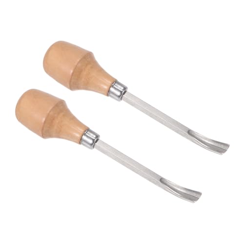 2pcs Wood Carving Knife - [9mm] 45# Carbon Steel Chisel Curved Half-round Tip Head Engraving Cutting Blade Wood Handle Whittling knives for Woodworking Sculpture Use, 5" Long