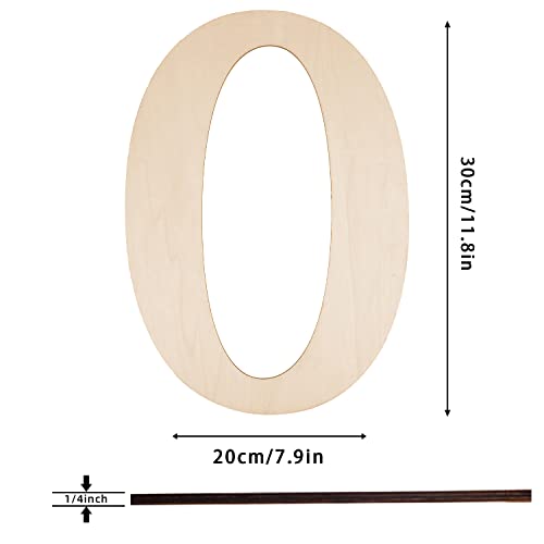 12 Inch Wooden Numbers 0, Large Wood Numbers Cutout for DIY Crafts - color: 0, size: 12 Inch
