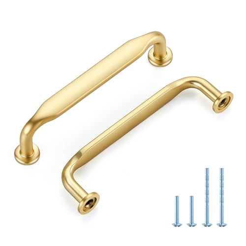 HOME EDIT Brushed Gold Solid Cabinet Handles & Pulls 3-3/4 Inch 10 Pack - color: Brushed Gold, size: 3-3/4 inches Hole Center