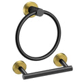 FORIOUS Toilet Paper Holder and Towel Ring Set, Bathroom Accessories Set - color: Matte Black & Brushed Gold
