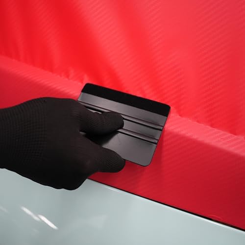 2-Pack Felt Edge Squeegee Tool for Vinyl Wrap & Wallpaper Smoothing, Plastic Scraper with Replacement Fabric Felts, Anti-Scratch Applicator for Car Window Tint, Glass Film & Craft Decals - color: Black