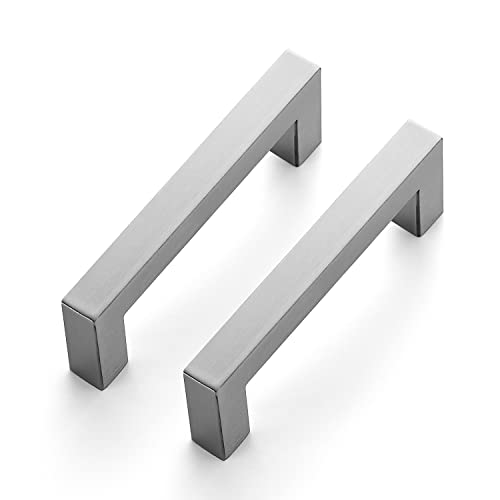 Ravinte Brushed Nickel Square Cabinet Handles & Pulls 3-1/2 Inch 10 Pack - size: 4 in (3-1/2 in Hole Center)