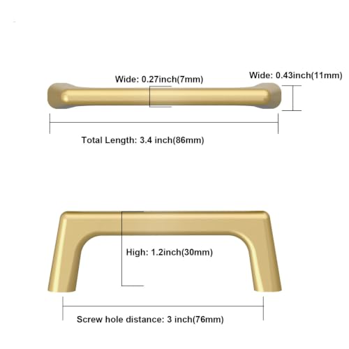 Asidrama 6 Pack 3 Inch(76mm) Gold Cabinet Pulls Cabinet Handles Cupboard Handles Kitchen Cabinet Hardware for Cupboard Drawer Pulls - color: Gold, size: 3" Hole Center, style: 6 Pack