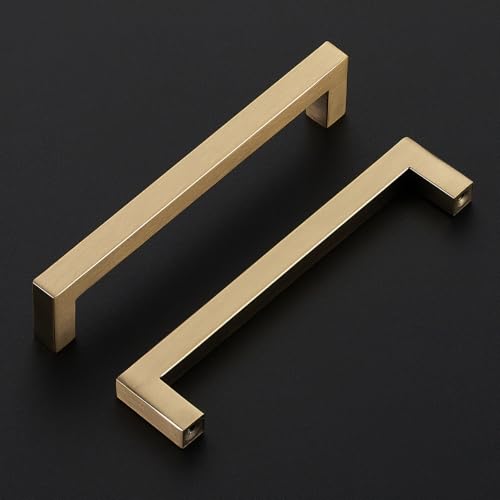Ravinte Champagne Bronze Cabinet Handles Square Pulls 6-1/4 Inch 30 Pack | Stainless Steel, Square Bar Grip, Drawer Pulls, Kitchen Cabinet Hardware, For Cupboards, Drawers, Dressers, Cabinets - color: Champagne Bronze