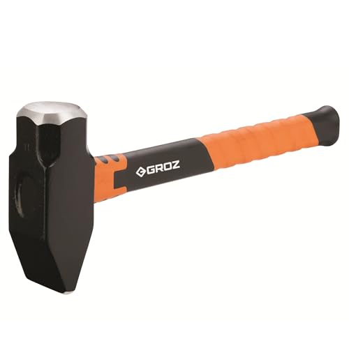 Groz Blacksmith's Hammer with Fiberglass Handle (1.8kg)| Lightweight & Tough | Overstrike Protection | Cross Peen Hammer for Industrial, Household Use | 14" Hammer |BH/FG/2.5/14