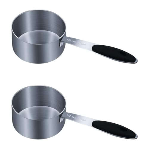 2PCS 1/2cup(118ml) Measuring Cup, Stainless Steel Measure Scoop - size: 1/2cup