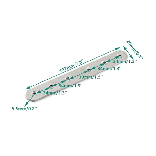 4 Pack Flat Mending Plate for Wood,ULIFESTAR Stainless Steel Straight Brackets 200mm / 8" Length 6 Screw Hole Flat Repair Fixing Wood Brace Joining Plates Connector with Fixing Screws - size: ['200x20x3mm']
