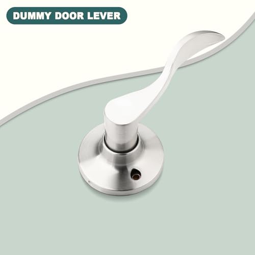 GOBEKOR 6 Pack Half Dummy Door Handles Satin Nickel Right-Handed Levers Interior Non-Turning Door Lever Wave Dummy Lever Closet Door Handle - size: Right-Handed Dummy Lever