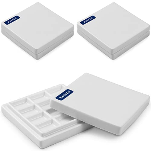 MEEDEN 3 Pack Ceramic Palettes with Cover: 12-Well Mixing Tray - size: 12-well (3 pcs)