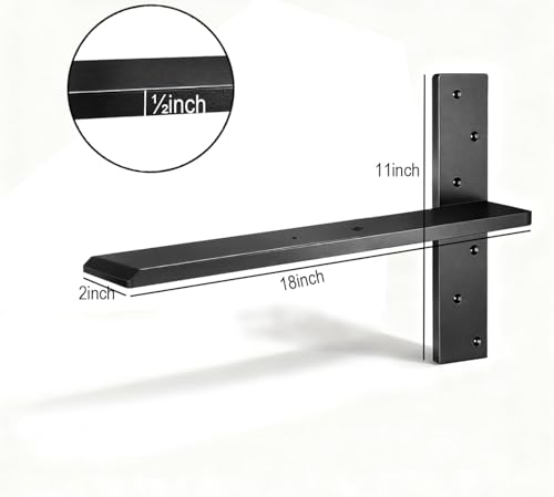 Floating Shelf Bracket Heavy Duty Shelf Brackets 4 Pack Free Hanging Countertop Support Bracket 18" Lx2.5 W Floating Wall Brackets for Cabinets, Granite, Dishwasher, Bench Seats Vanities - size: 18 Inch, style: 4 PACK