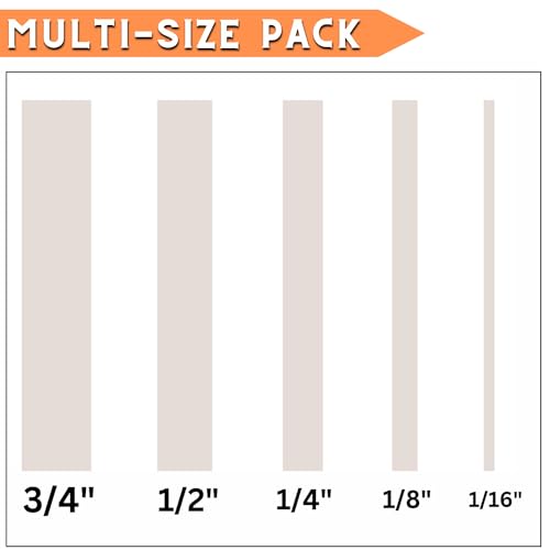5 Rolls Pinstripe Tape - Masking Tape 1/16", 1/8", 1/4", 1/2", 3/4" - Thin Painters Masking Automotive Tape for DIY, Car, Auto, Paint, Art, Tumblers (White) - color: White
