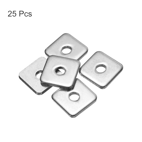 uxcell Square Washer, 25Pcs M5x20x20x3mm 304 Stainless Steel Square Plate Washers Flat Pad Spacer Gasket for Hardware Fastener - size: M5x20x20x3mm