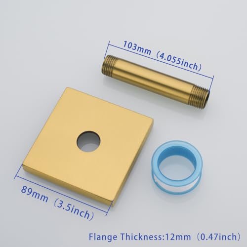 Shower Head Extension Arm Wall Mounted Tube Rainfall Shower Tube Replacement Pipe Parts Stainless Champagne Bronze,SW-91038-4CB-SQ. - color: Right Angled Square Flange-4" Champagne Bronze