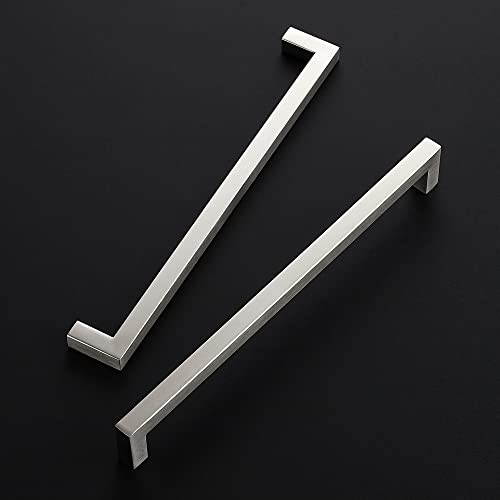 Ravinte Brushed Nickel Square Cabinet Handles & Pulls 10 Inch 10 Pack - size: 10-1/2 in (10 in Hole Center)