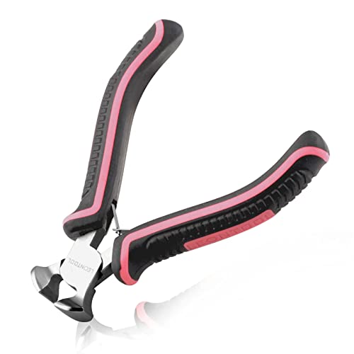 Mini End Cutting Pliers 4 Inches Flush Cut Pliers for Jewelry Making Nail Puller Tool for Carpenter Mini End Nippers for Zipper Install Stops Repair, Pink Tool for Women - style: End Cutting Pliers