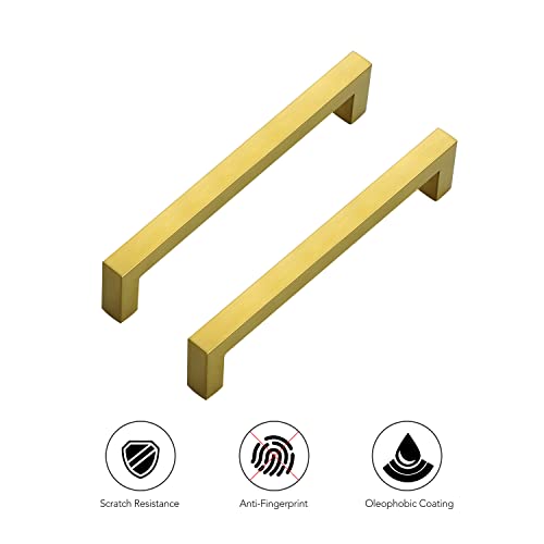 Ravinte Brushed Brass Cabinet Handles Square Pulls 6-1/4 Inch 30 Pack | Stainless Steel, Square Bar Grip, Drawer Pulls, Kitchen Cabinet Hardware, For Cupboards, Drawers, Dressers, Cabinets - color: Brushed Brass