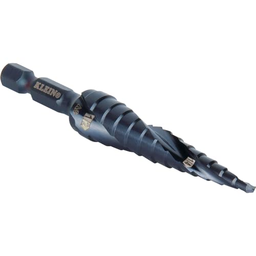 Klein Tools QRST01 Step Drill Bit, Quick Release Spiral Double-Fluted, 1/8 to 1/2-Inch, Hex Shank, Cut Steel, Wood, Plastic, Aluminum - size: 1/8 to 1/2-Inch, style: Quick Release