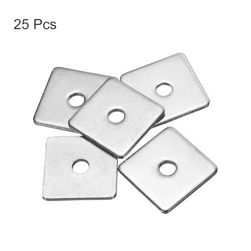 uxcell Square Washer, 25Pcs M5x25x25x2mm 304 Stainless Steel Square Plate Washers Flat Pad Spacer Gasket for Hardware Fastener - size: M5x25x25x2mm