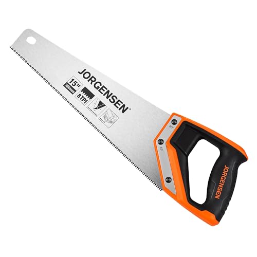JORGENSEN 15 Inch Pro Hand Saw, 8 TPI Fine Cut Aluminum Handle | Non-slip ergonomic grip, ultrasonic welded structure, woodworking, trimming, drywall and plastic pipe cutting - style: 15 Inch