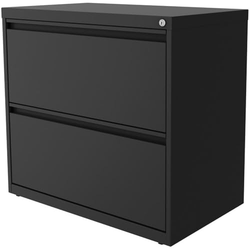 Home Square 2 Drawer Metal Lateral 101 Filing Cabinet Set in Charcoal (Set of 2)