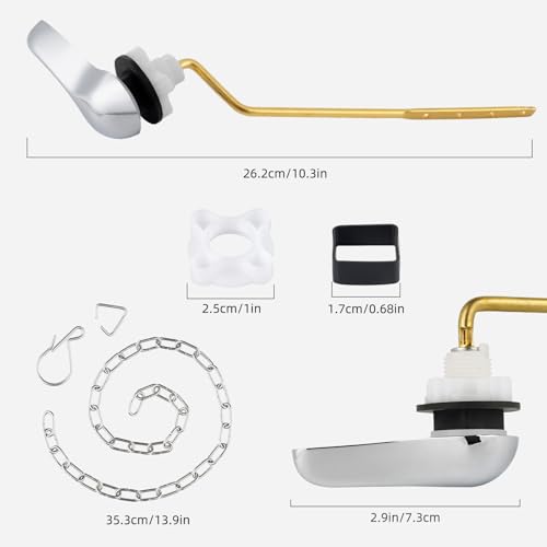 iFealClear Universal Metal Toilet Tank Flush Lever Replacement, Side Mount Toilet Handle, Toilet Trip Lever Fits Most Angle Mount Toilets, Stainless Steel Chain, Chrome - color: Chrome, style: Side Mount Design