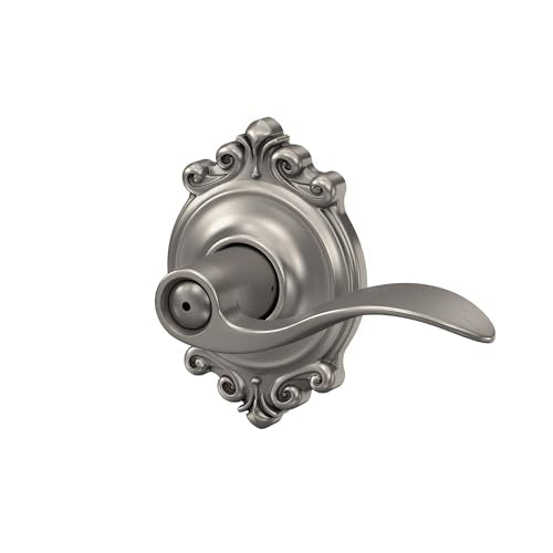 SCHLAGE Accent Lever with Brookshire Trim Bed and Bath Lock in Satin Nickel - color: Satin Nickel, size: Brookshire