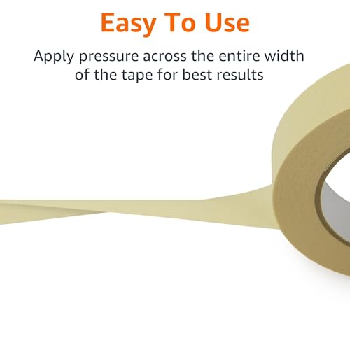 Amazon Basics Masking Tape for Light Duty Applications, Labeling, Easy Removal, Tears by Hand, 0.94" x 180', Beige, 6 Rolls - size: 0.94 Inch by 180 Feet