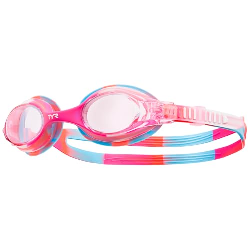 TYR Kids' Swimple Goggles - Colorful Swim Goggles for Beginners - color: Pink/White