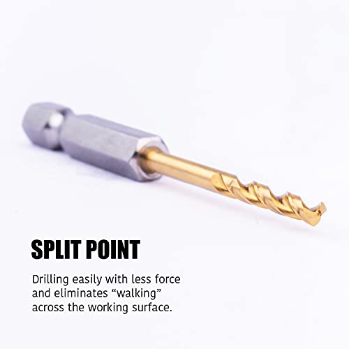 JEFE HEX 1/8" Hex Shank Drill Bits - 12 PCS HSS Titanium Drill Bits with Quick Change Shank Impact Driver Twist Drill Bit Set - size: 1/8" (12 pcs)