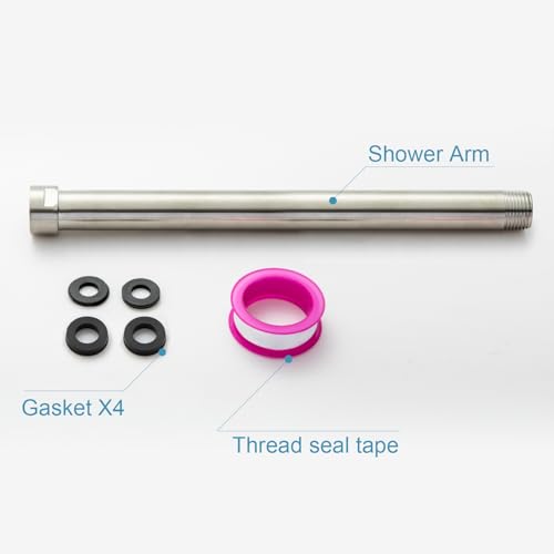 OFFO Shower Head Extension Arm, Brushed Nickel 10 in Shower Arm Extension Shower Head Extender Made of 304 Stainless Steel Shower Pipe Extension - color: Brushed Nickel, style: 10 in