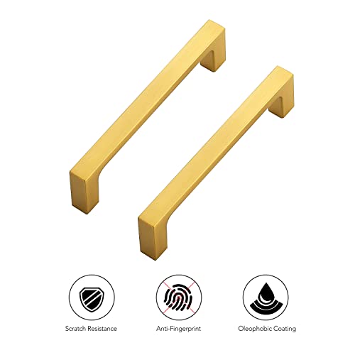 Ravinte Brushed Brass Solid Pulls Cabinet Handles 4 Inch 10 Pack - size: 4 Inch Hole Center