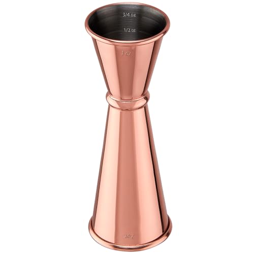 Briout Double Cocktail Jigger for Bartending, 2OZ 1OZ,Rolled Edge Rose Gold - color: Rose Gold, size: Rolled Edge-1oz/2oz-1PC