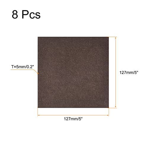 uxcell Felt Furniture Pads, 5-inch x 5-inch Self Adhesive Cuttable Anti Scratch Square Floor Protectors for Furniture Legs Hardwood Floor, Brown 8Pcs - size: 5-inch x 5-inch