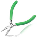 Flat Nose Pliers Smooth Jaw Precision Small Jewelry Beading Making Tool Mini Pliers with Green PVC Handle for Wire Bending Warpping Straightening Shaping Professional DIY Hand Tools - style: Flat Nose Pliers