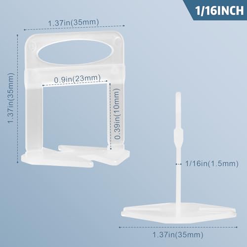 2000 Tile Spacers 1/16 Inch Tile Leveling Clips for Floor Tiles - size: 1/16 Inch*2000 Piece