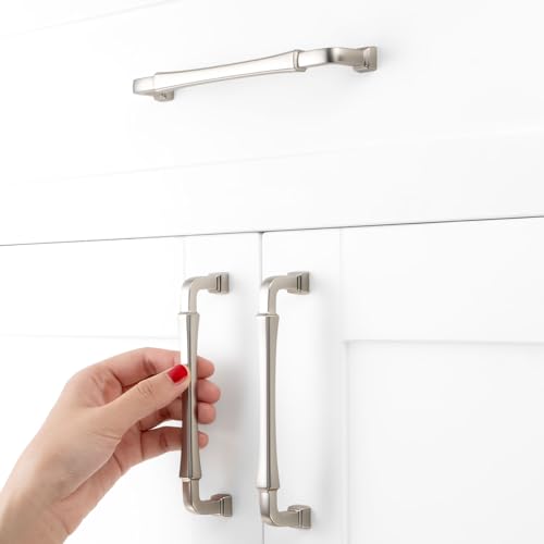 5 Inch Brushed Nickel Cabinet Pulls Kitchen Handles 10 Pack 3175 - color: Brushed Nickel, size: 5 In Hole Distance