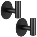 Self-Adhesive Coat Hooks, Stainless Steel Heavy Duty Wall Hooks, Towel Hooks for Hanging Robes, Aprons, Coats and Hats in Bathrooms,Kitchens and Hotels(2 Pack, Black) - color: Black, size: Adhesive "T" Shape- 2 Pack