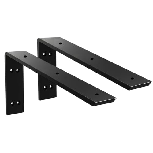WINKER Countertop Support Bracket 2 Pack Heavy Duty 3/8" Thick Hidden L Shelf Bracket 20" x 8" x 2.5" Metal Corbels for Quartz/Granite/Wood/Concrete/Laminate Countertops, Black (7 Hole) - size: 20″x8″x2.5″-7 hole-3/8" thick, style: Black-2Pack