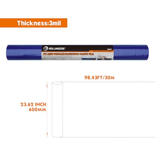 ROLLINGDOG Carpet Protection Film Plastic Protective Film for Carpets - color: 23.62 inch x100 ft