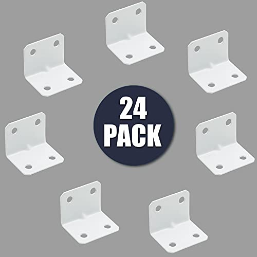 1"x1" White Right Angle Bracket L Brackets, 24 Pcs