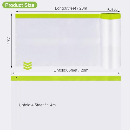 Pre-Taped Masking Film-55inx65ft Tape and Drape Painters Paper Rolls, Plastic Painting Film for Automotive Painting Covering （Masking Film:4rolls,Tape:2rolls）