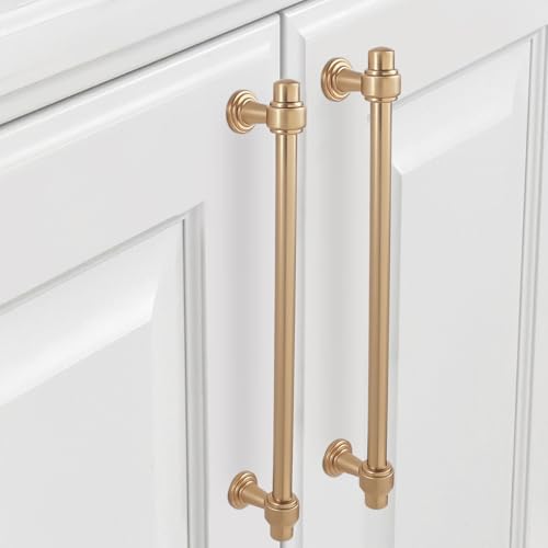 10 Pack 10 inch(254mm) Champagne Bronze Kitchen Cabinet Handles Cabinet Pulls Gold Drawer Pulls Kitchen Cabinet Hardware Dresser Handles - color: Champagne Bronze, size: 10" Hole Center（254mm）